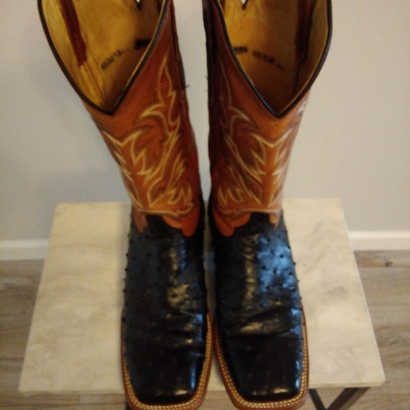Justin Boots Shoes Ostrich Skin Boots Made In Usa Size 95 Black